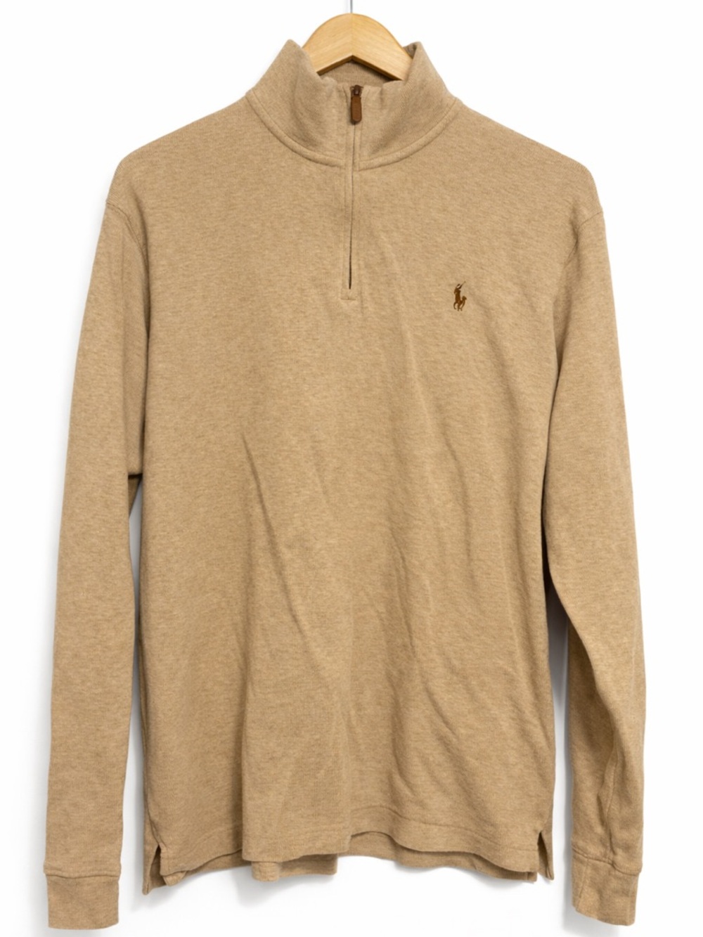 Ralph Lauren Beige Ribbed Quarter-Zip Sweater